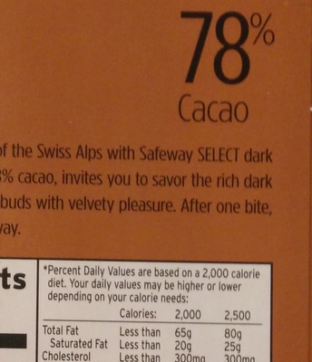 78% cacao dark chocolate - Nutrition facts - en