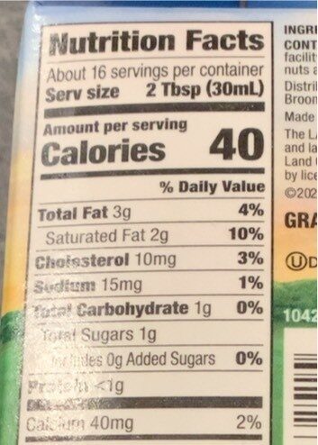 Land o lakes traditional half and half - Nutrition facts - en