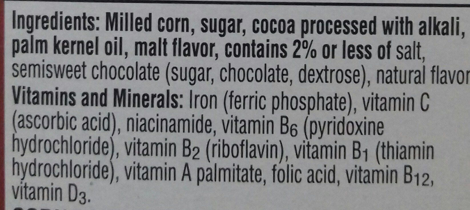 Natural chocolate flavored cereal - Ingredients - en