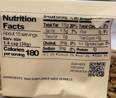 Sunflower seeds - Nutrition facts - en