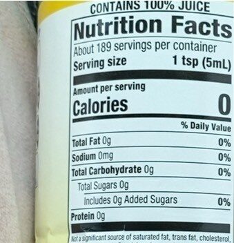 100% Lemon Juice From Concentrate - Nutrition facts - en