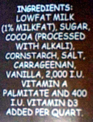Chocolate Lowfat Milk - Ingredients - en
