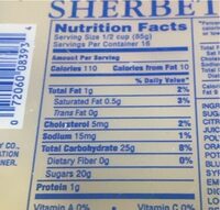 Lime sherbet - Nutrition facts - en