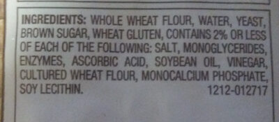 100% whole wheat bread, 100% whole wheat - Ingredients - en