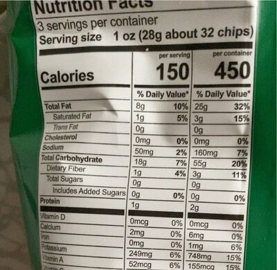 Tropical chips plantains - Nutrition facts - en