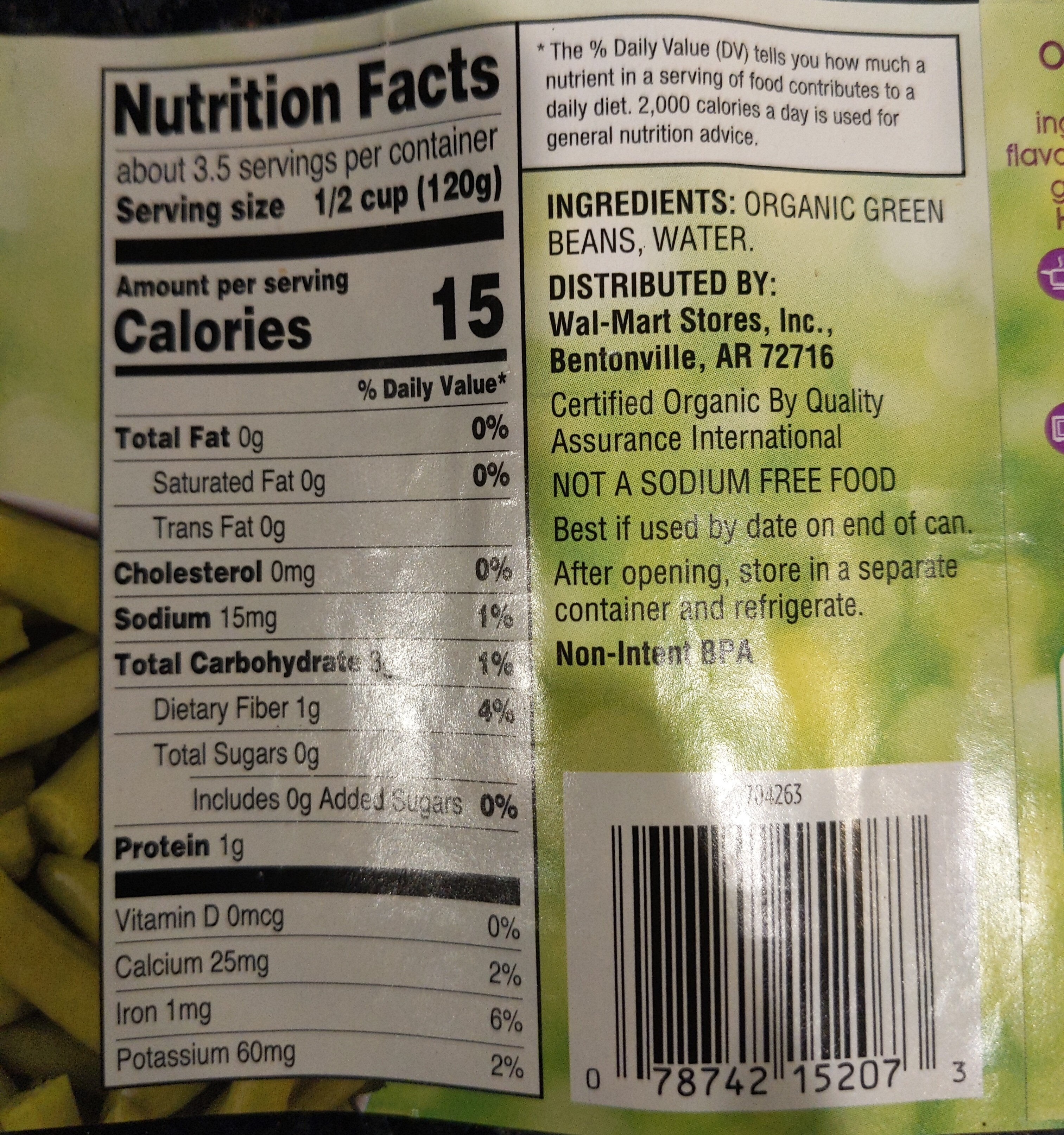 Great Value Organic Green Beans, 14.5 Oz - Product - en