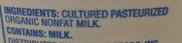 Plain organic nonfat yogurt - Ingredients - en
