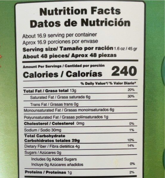 Natural Plantain Chips - Nutrition facts - en