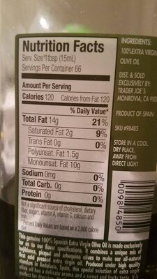 Spanish olive oil - Nutrition facts