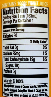 100% Orange juice from concentrate with added ingredients unsweetened - Nutrition facts - en