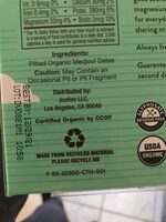 Joolies Organic Medjool Dates - Recycling instructions and/or packaging information - en