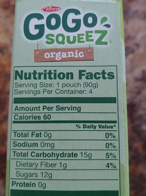 Applesauce on the go - Nutrition facts