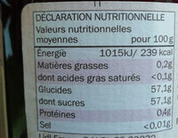 Confiture Framboise - Nutrition facts - fr