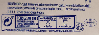 Le Petit Suisse - Recycling instructions and/or packaging information
