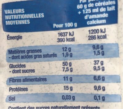 Flocons d'avoine 4 graines et raisins - Nutrition facts - fr