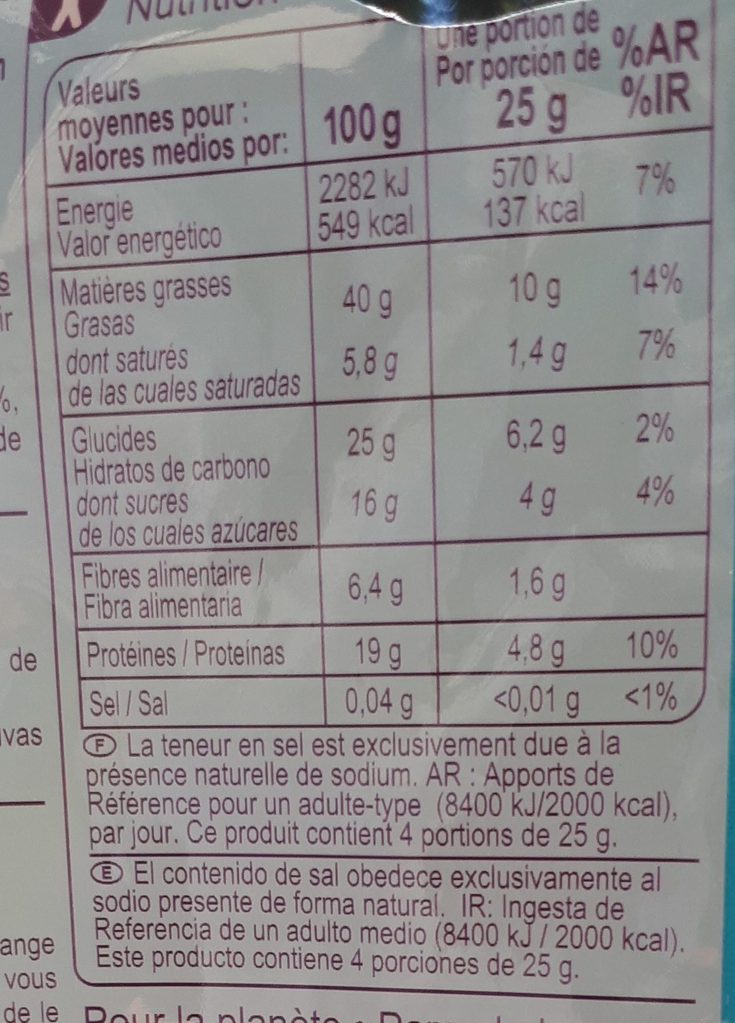 Cocktail Sans Sel Ajouté - Nutrition facts - fr