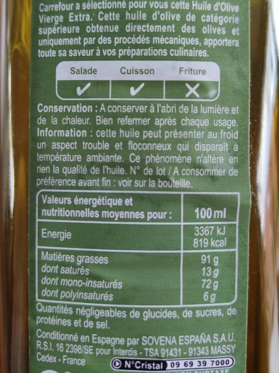 Huile d'olive - Nutrition facts - fr