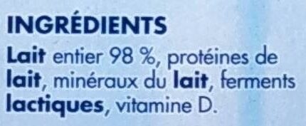 Yaourts brassés nature au lait entier 16 x 125 g - Ingredients - fr