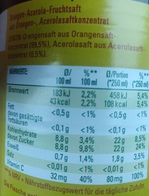 Milde Orange - Nutrition facts - de
