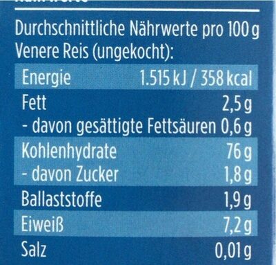 Schwarzer Reis - Nutrition facts - en