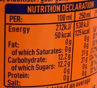 Fanta orange - Nutrition facts