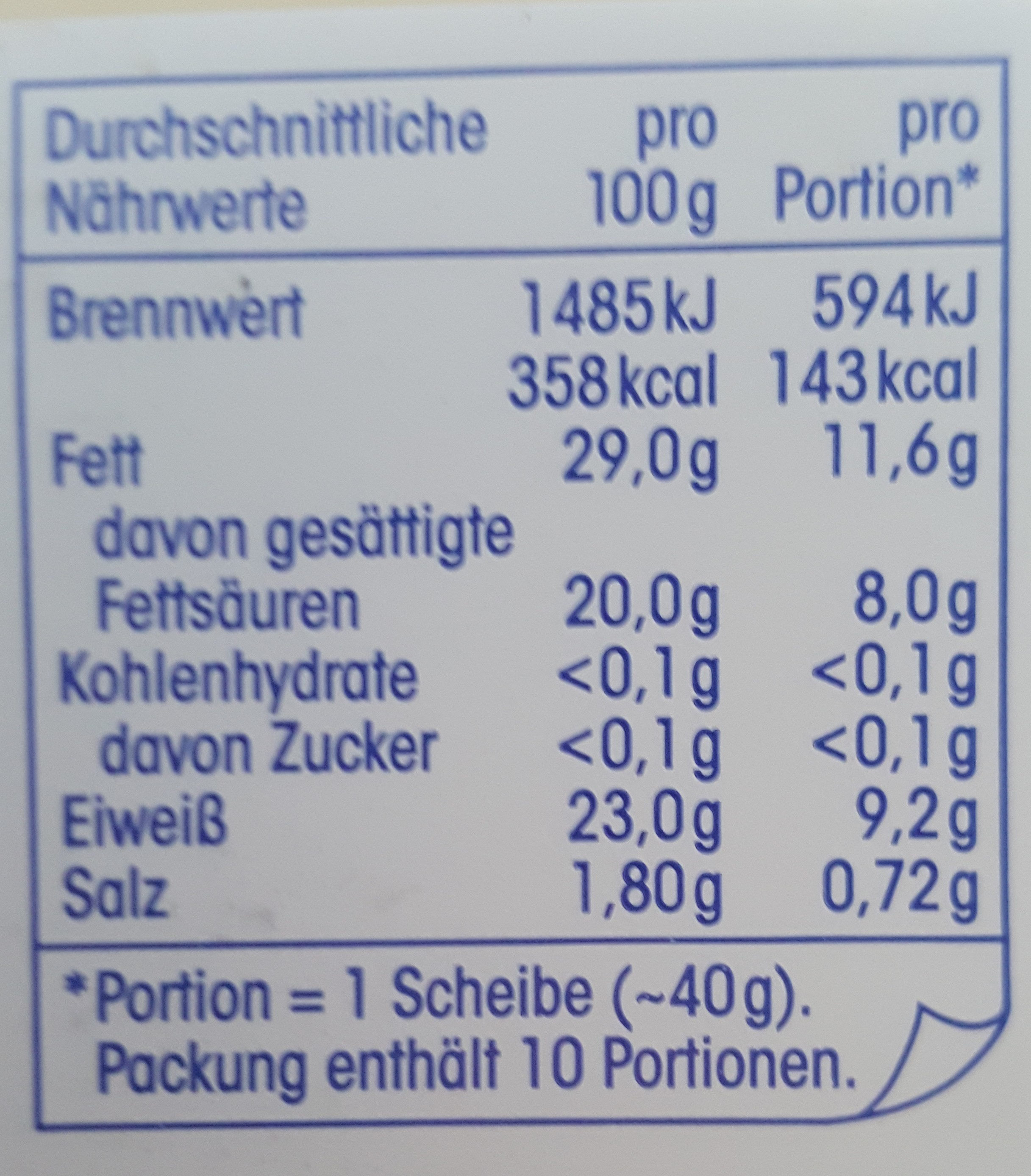 Gouda Jung 48% Fett i. Tr. - Nutrition facts - de