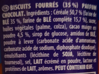 Prince Chocolat biscuits - Ingredients - fr